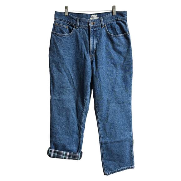 VTG 90s L.L. BEAN Flannel Lined Original Fit High Rise Straight Leg Jeans SZ 10P - Picture 9 of 9